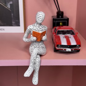 Resim 1 Adet İlham Veren Reçine Heykel - Okuyan Kadın, Sanatsal Alfabe Tasarımı, Ev, Ofis veya Kütüphane Dekoru için Düşünceli Kitap Sever Hediye, Kitaplık, Masa veya Yatak Odası Sergisi için Mükemmel, Kitap Dekorasyonu, Raf Süslemesi, Dokulu Yüzeyli Figür Heykeli 