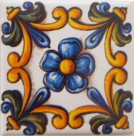 Resim KÜTAHYA ÇİNİ SANAYİ 10x10 Cm Çini Desenli Çini Seramik Karo 