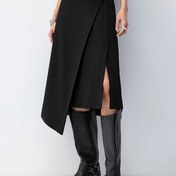 Resim Kadınlar İçin Şık Asimetrik A Kesim Etek - Eğimli Etek Ucu - Ayarlanabilir Boy Kısa/Sonbahar Kış İlkbahar Yaz - Ofis ve Parti Kıyafeti İçin Dikilmiş - Düz Renk (Siyah/Koyu Gri/Gri) - Tüm Mevsimler İçin Çok Yönlü Etek 