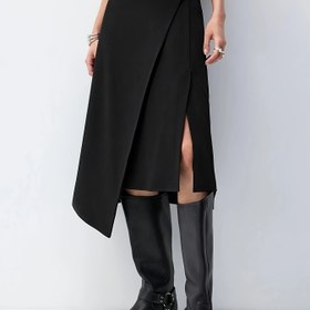 Resim Kadınlar İçin Şık Asimetrik A Kesim Etek - Eğimli Etek Ucu - Ayarlanabilir Boy Kısa/Sonbahar Kış İlkbahar Yaz - Ofis ve Parti Kıyafeti İçin Dikilmiş - Düz Renk (Siyah/Koyu Gri/Gri) - Tüm Mevsimler İçin Çok Yönlü Etek 