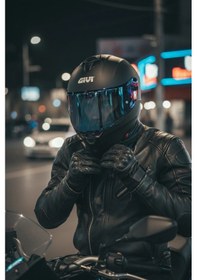 Resim Gıvı 50.x Mat Siyah 1 Renkli 1 Şeffaf Vizörlü Motosiklet Kask Lacivert Vizör + Şeffaf 