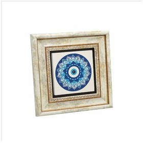 Resim Nazar Boncuklu Desen Baskılı Taş Tablo 20x20 755 