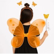 Resim Turuncu Kelebek Kız Seti 50 Cm Kelebek Kanadı, Taç Ve Asa 1 