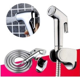 Resim Yayke Spiralli Taharet Musluk Seti Krom Tuvalet Tabancası Taharet 