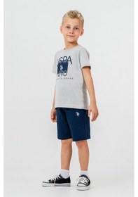 Resim U.s. Polo Assn. 2419 %100 Pamuk Cepli Erkek Çocuk Şort Pijama Takım Gri 