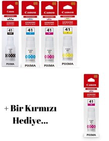 Resim Canon Gı-41 Pixma G3420 Orjinal Mürekkep Kartuş Takımı + 1 Kırmızı Hediyeli 