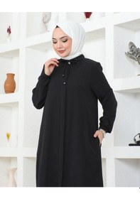 Resim Nevayla Moda Salaş Kesim Aerobin Kumaş Ferace / Siyah - F137 Siyah 