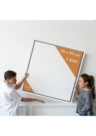 Resim Beyaz Çerçeveli Tuval 90 x 90 CM Kare Profesyonel %100 Pamuk Boş Tablo 