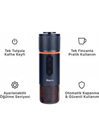 Resim Taşınabilir Kahve Makinesi Pro Max - Şarjlı, Taşınabilir, Kapsül ve Toz Kahve Uyumlu Mavı 