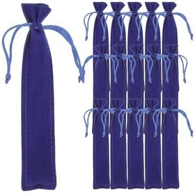 Resim Ganzhoushop 25 Adet Mavi Kalem Kutusu Tutucu Flanel Kalem Kılıfı Kalem Koruyucu Bağcıklı Kılıf Kırtasiye Saklama Çantası Öğrenci Hediyesi Ev Ofis Okul İçin Mavi 