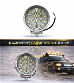 Resim KAPOTO Off Road Projektör 9-30V 16 Led Yuvarlak Günışık Dışı Beyaz Tır Kamyon İş Makinesi Çalışma Lambası 
