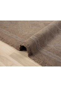 Resim Antique Spt Light Brown - Dört Tarafı Saçaklı Pamuklu Yıkanabilir Kilim Kahverengi 