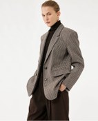 Resim Koton Kruvaze Düğmeli Oversize Kadın Blazer Ceket 6wak50011pw Çok Renkli 