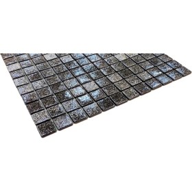 Resim MozaiKristaL Tüm Yaşam Alanlarının Tüm Yüzeyleri İçin Beyaz Sedefli Siyah Cam Mozaik. Taş Ölçüsü: 25X25 Mm. File Ölçüsü:31.5X31.5 Cm. ( 1 Koli = 10 File Karo = 1 m2 fiyatıdır ) 