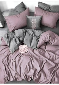 Resim Lastikli Çarşaflı Nevresim Takımı Tek Kişilik Lila - Gri 