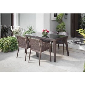 Resim Bintaşmobilya Dört Kişilik Venge Dış Mekan Rattan Masa Sandalye Venge 