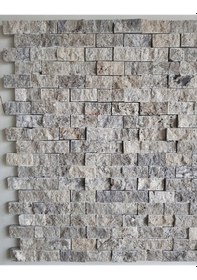 Resim Gümüş 2,5X5 Fileli Patlatma Taş Duvar Kaplaması 
