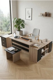 Resim Robin Home Verona Abcf Ofis Büro Masa Takımı Meşe-siyah 