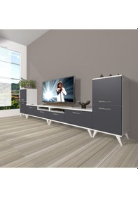 Resim Decoraktiv Eko 9220 Mdf Retro Tv Ünitesi Tv Sehpası Beyaz - Antrasit 