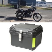 Resim 1 Set of Motorcycle Trunk with Large Capacity 45 Liters of Storage Space, Su Geçirmez ve Dayanıklı İç Kaplama İki Kask İçin Alt Plakası Sırt Desteği, Yaz Seyahat Kamp Ekipmanı Yağmur Giyimi Kask Depolama, Bu Şekilde Kaygısız Sürüş Yapabilirsiniz 
