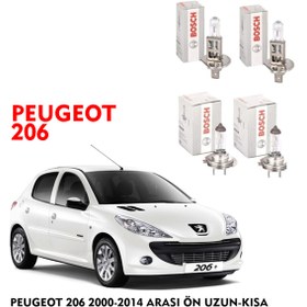 Resim Bosch Peugeot 206 2003 Model Ön Uzun-kısa 4 Lü Far Ampülü Takımı 