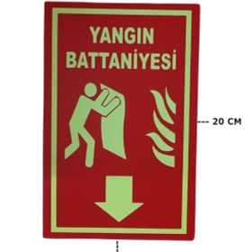 Resim Fosforlu Yangın Battaniyesi Uyarı Levhası 