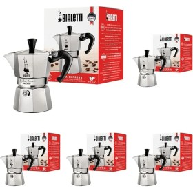 Resim Storemax -: 2 Cups Ocak Üstü Espresso Pişirici - 90ML - Gümüş Renk - Alüminyum Gövde - Patentli Güvenlik Valfi - Tüm Ocak Türleri Için Uygundur (Indüksiyon Hariç) 5li Paket 