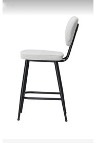 Resim J&S QUALİTY Bar Sandalyesi Ikea Kadın Tasarımı 75 cm Mutfak Adası Bar Taburesi, Siyah Metal,krem Kumaş 