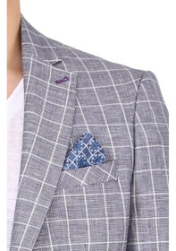 Resim Sposo 5137 Dar Kalıp Kareli Gri Erkek Blazer Ceket Gri 