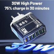 Resim İphone Uyumlu Xiaomi Samsung İçin 30w 6 Bağlantı Noktalı Hızlı Şarj Qc3.0 Tip C Cep Jj304-6u Uk Yellow 1 Adet 
