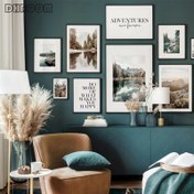 Resim Çerçevesiz Tuval Sanat Baskıları - Huzurlu Dağ Manzaraları, Sonbahar Vadisi & Geyik Sahnesi, Oturma Odası ve Restoran için İskandinav Tarzı Duvar Dekoru, Manzara Dekoru 