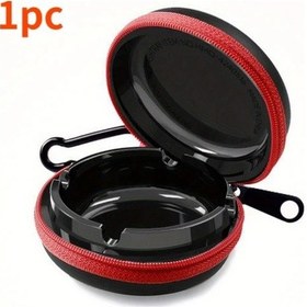 Resim Xuweiwei 2024 Black And Red Kompakt Taşınabilir Araç Küllüğü Kapaklı 1 Adet Mini Yuvarlak Seyahat Küllüğü 