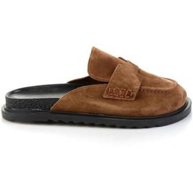 Resim Taba Hakiki Deri Kadın Terlik K04606021702 Taba 