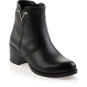 Resim Siyah Hakiki Deri Kadın Bot & Bootie K02286701303 Siyah 