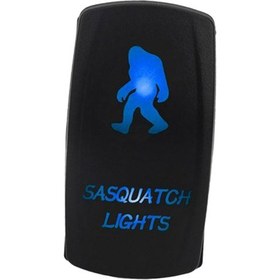 Resim Siyah Sasquatch Rocker Switch 12V/24V 5pin Rv Dönüşüm LED Mavi LED Için 