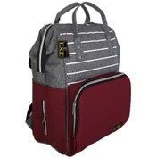Resim U.S.F Lüx Fonksiyonel Anne Bebek Bakım Sırt Çantası Çizgili Bordo - Gri 