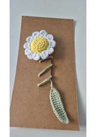 Resim Dolgulu Papatya Amigurumi Kitap Ayracı Hediyelik Kitap Aksesuarı 