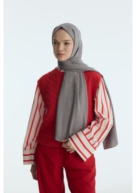 Resim Mirsoy Scarf İpeksi Jakar Şal Kırlangıç Desen Koyu Gri 
