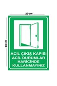 Resim Lucena Metal Acil Çıkış Kapısı Acil Durumlar Haricinde Kullanmayınız 20cm x 30cm A4 Büyüklüğünde Uyarı 