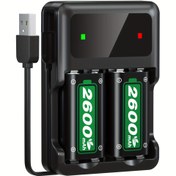 Resim Xbox One/Xbox Series X|S için Şarj Edilebilir (2x2600mAh) Hızlı Şarj Edilebilir Pil Paketleri ve Şarj Cihazı, Xbox One S/Xbox One X/Xbox One Elite Kablosuz Kumanda İçin Dayanıklı Akıllı Koruma 