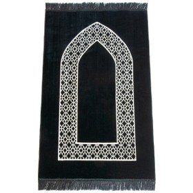 Resim 10 Adet Mihraplı Kadife Seccade Seti - Dağıtmalık, Mevlüt, Hac Umre Hediyelik - Siyah 