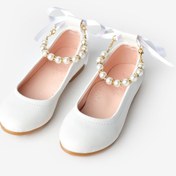 Resim Le Mabelle Beyaz İncili Topuğu Fiyonklu Kız Çocuk Ayakkabı 