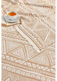 Resim Etnik Kiremit Rahat Ve Şık Tek Kişilik Pike %100 Pamuk 170 215cm Kiremit 