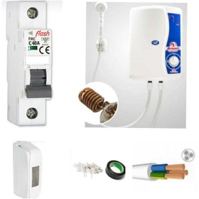 Resim ARTEMİS Bakır Rezistanslı Elektrikli Şofben Artemis 5mt Kablolu Tam Takım Orijinal Set 
