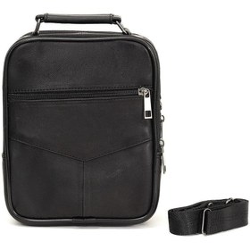 Resim DERİHOME Hakiki Deri Çelik Kasalı Telefon Bölmeli Küçük Boy Siyah Erkek El Ve Omuz Çantası 