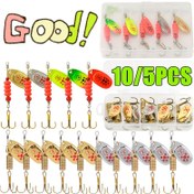Resim 5/10 adet Spinner Kaşık Metal Yem Balıkçılık Yemi Kutulu Payetli Crankbait Kaşık Yemleri Levrek Alabalık Turna Turna Turna için Dönen Payetli Kompozit Balıkçılık Takımı 