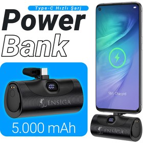 Resim EN SİGA Type-C Hızlı Şarj LCD Ekranlı Yeni Nesil 5.000 mAh Uyumlu 20W Mini Cep Boy Powerbank TypeC 