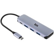 Resim Bix BX08HB Altısı Bir Arada USB Type-C Multiport Çoklayıcı Gri 