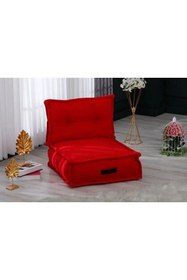 Resim Fermuarlı Yıkanabilir Katlanır Çok Amaçlı Yer Minderi 60x60 cm Taşınabilir Minder Kırmızı 