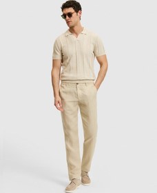 Resim Cacharel Bej Slim Fit Beli Lastikli %100 Keten Pantolon 